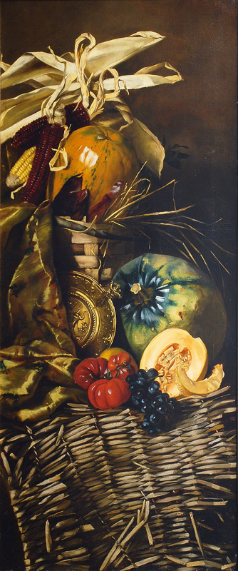 A Pair of Still Lifes - Opulent Arrangements with Field Crops