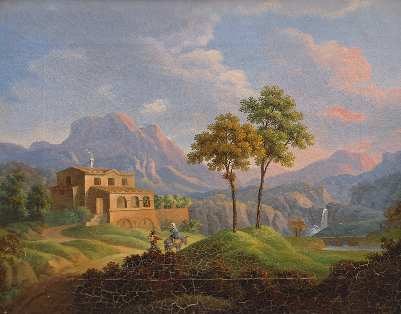 Paar Landschaftsgemälde mit italienischen Ansichten