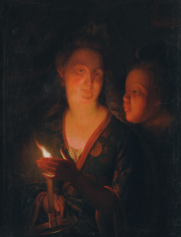 Mutter und Kind im Kerzenschein