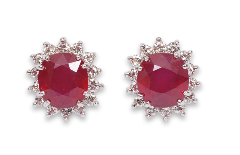 A pair of extraordinary ruby diamond earstuds