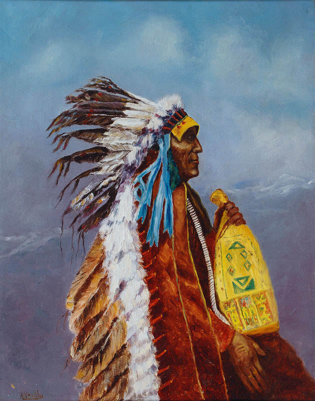 A. Van Kee, 20. Jh - Indian Chief in the Rocky Mountains Indian Chief in the Rocky Mountains