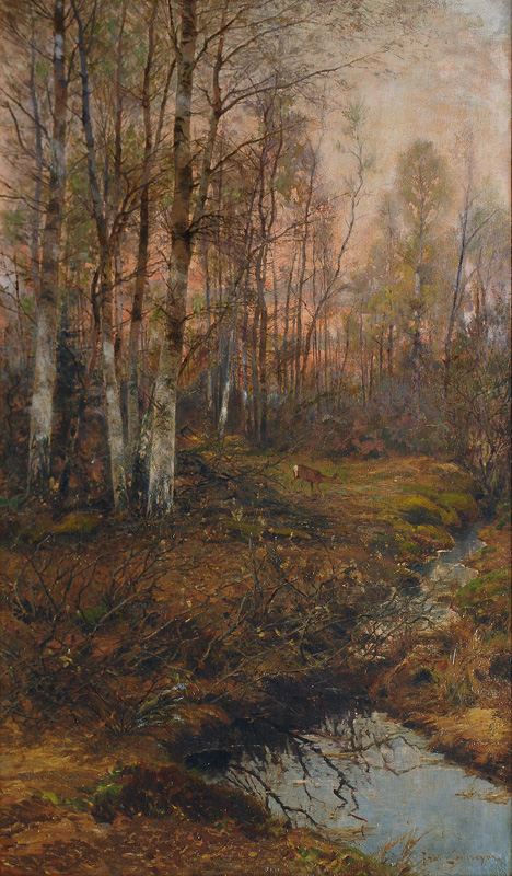 Forest Clearing with Birches at Sunrise