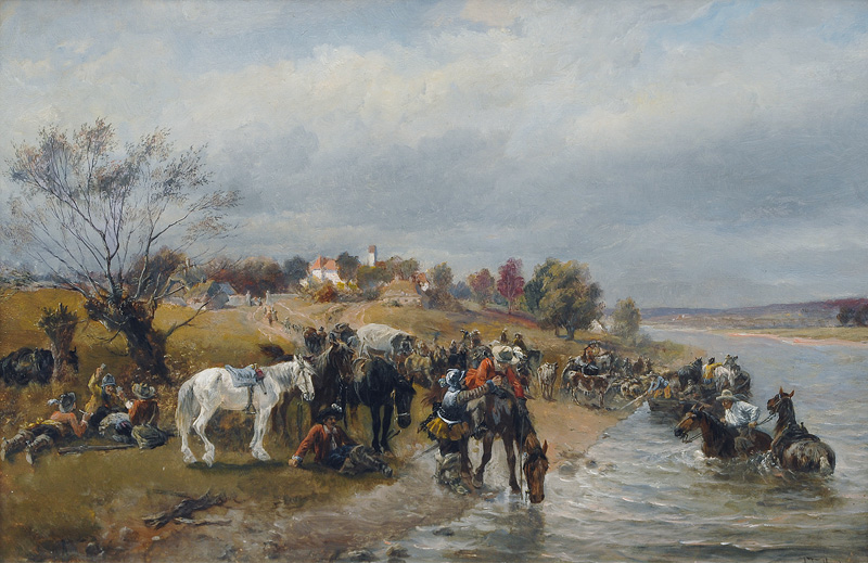 Soldatenlager am Flussufer