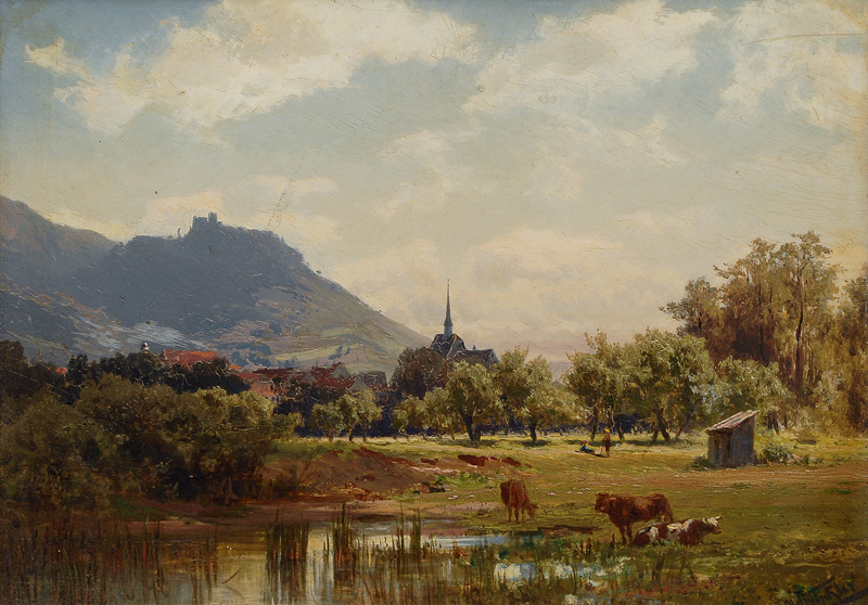 Thuringian Valley in the Sunlight with Castle and Church