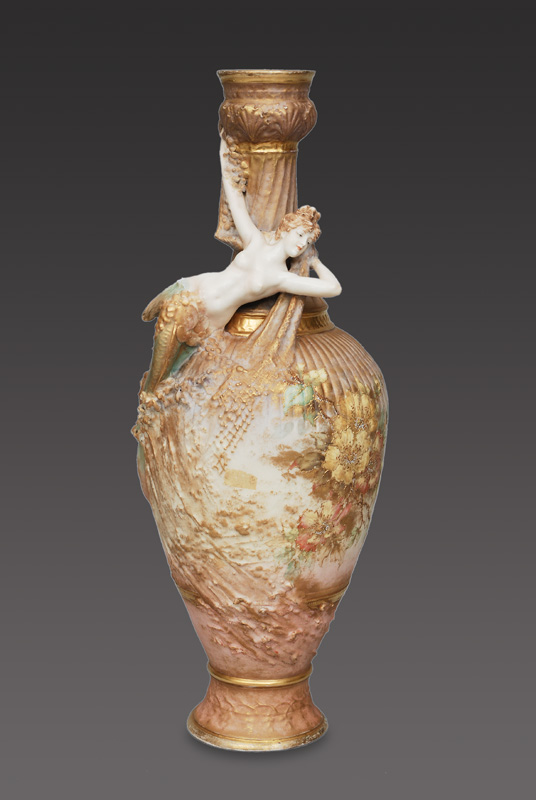 A baluster-shaped vase with applied mermaid
