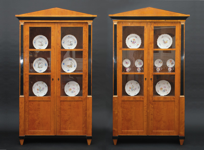 A rare pair of Biedermeier glass cabinets