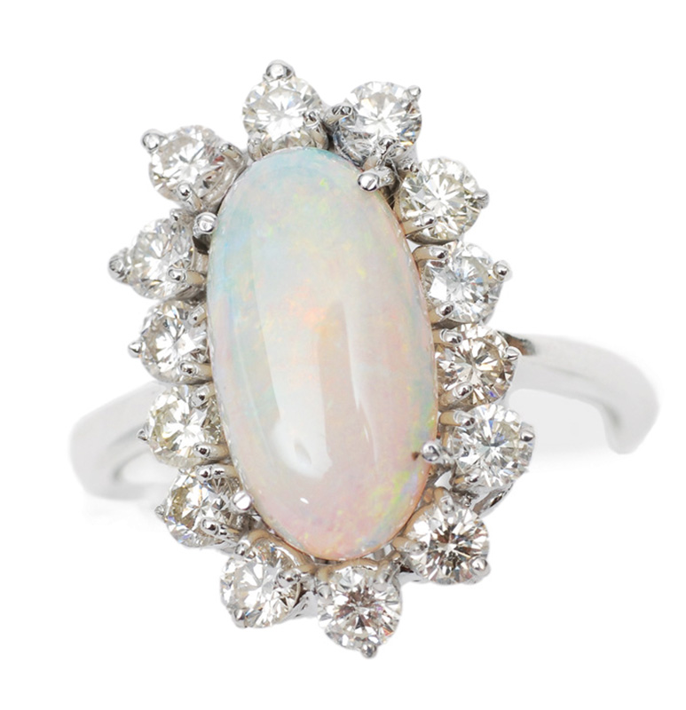 An elegant opal diamond ring