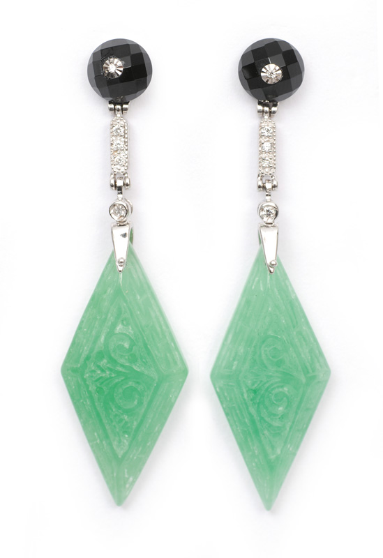 A pair of jade onyx earpendants