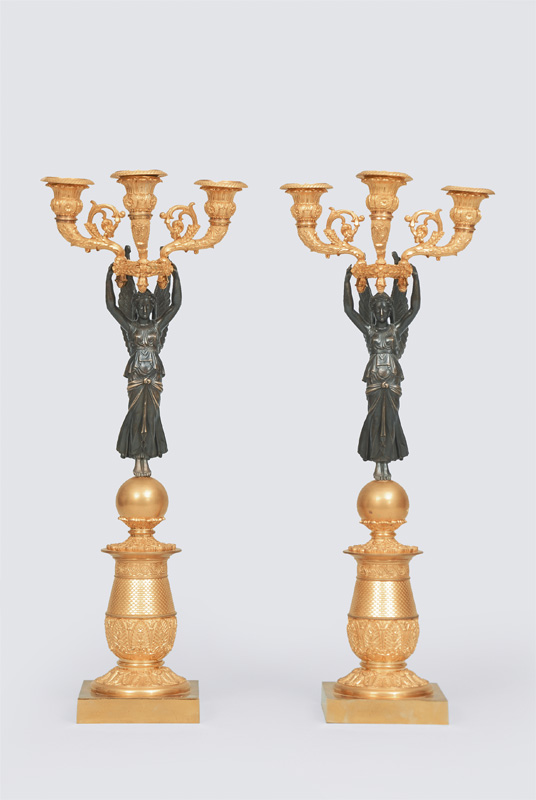 A pair of candelabra in empire style