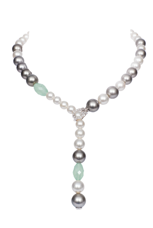 Südsee-Tahiti-Perlen-Collier mit Peridot von Schöffel