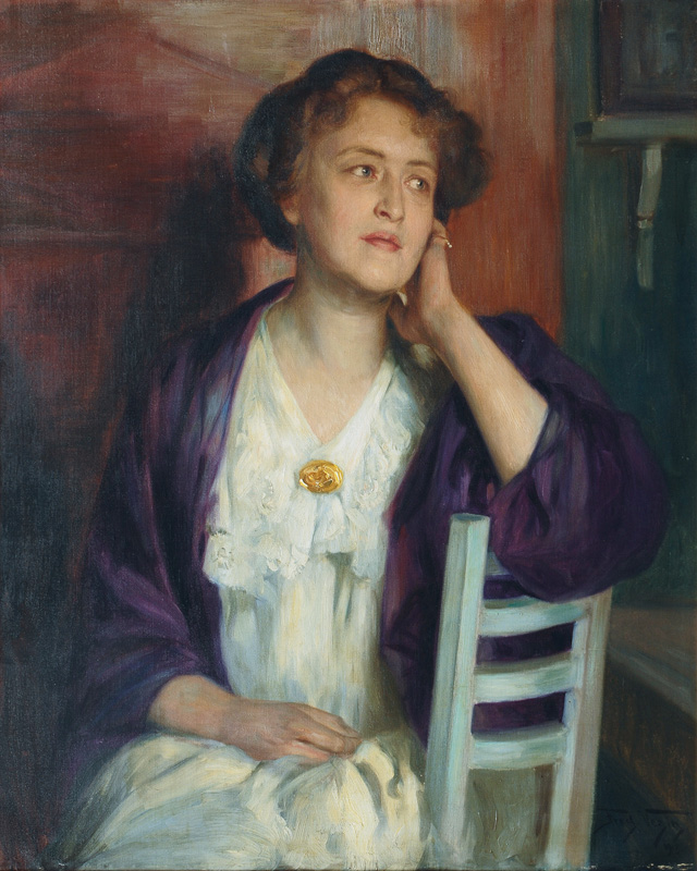 Meditative Woman with Lilac Scarf