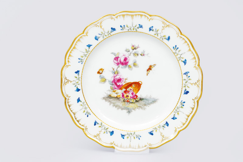 A plate with flower painting from the possession of the German emperor Wilhelm I