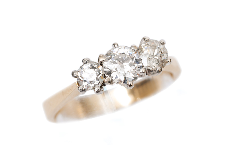 A diamond ring with old cut diamonds