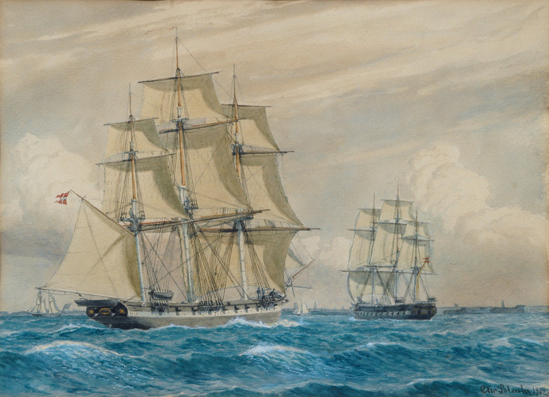 Ships on the Öresund with Copenhagen in the Back