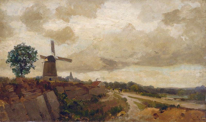 Holländische Landschaft mit Windmühle