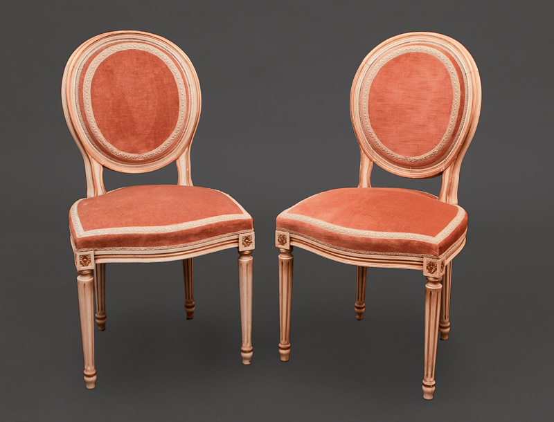 A pair of chairs in style of Louis XVI
