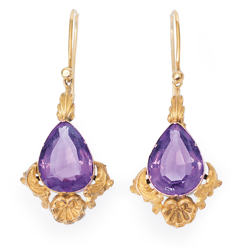 A pair of Victorian amethyst earrings