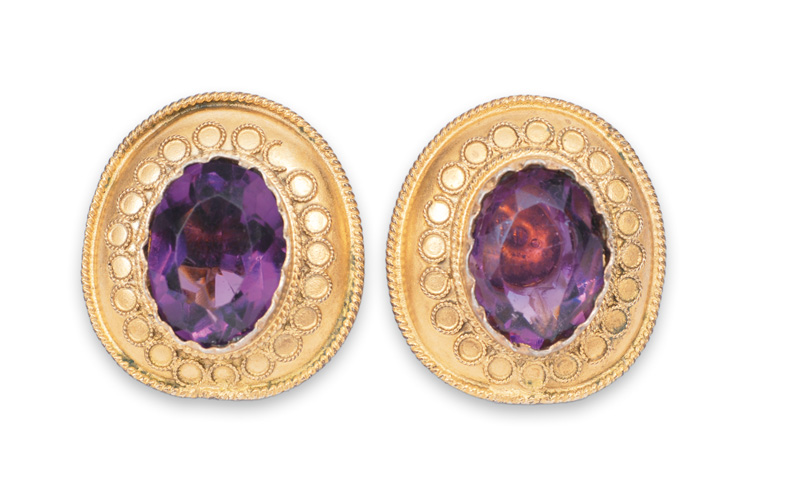A pair of Victorian amethyst earstuds