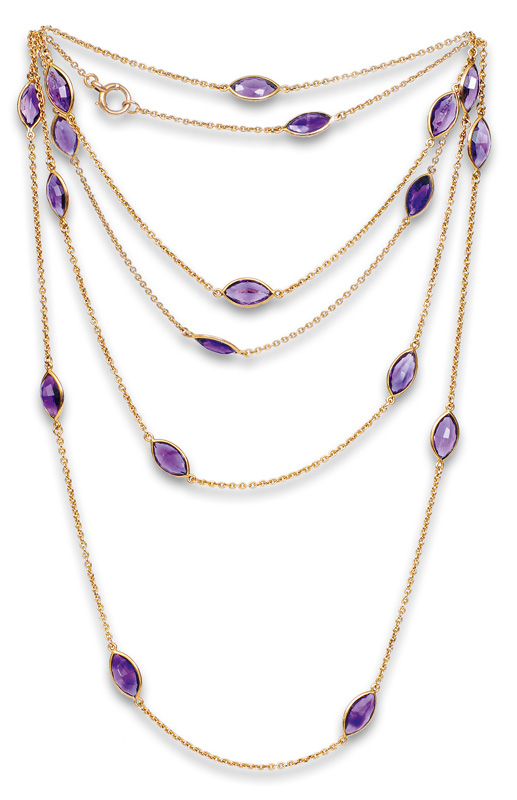 A long Victorian amethyst necklace