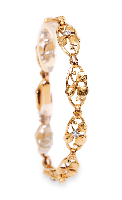 An Art-Nouveau bracelet with old cut diamonds