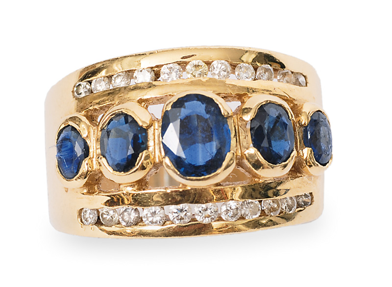 A large sapphire diamond ring