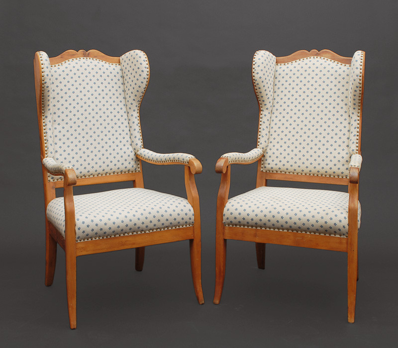 A pair of Biedermeier wing chairs