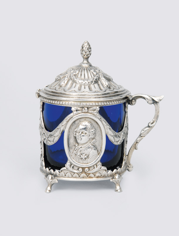 A small mustard pot with Louis-Seize ornaments