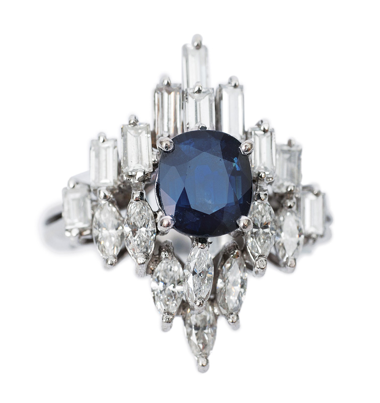 A sapphire diamond ring