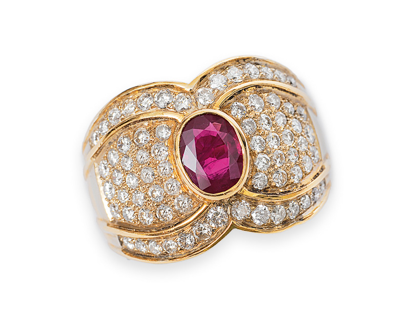 A ruby diamond ring