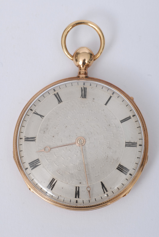 An elegant open-face, chiming pocket watch