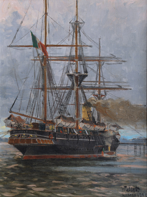 Italian Training Ship in the Harbour of Livorno