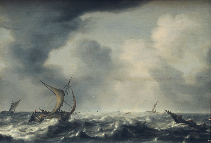 Ships Offshore on Stormy Sea