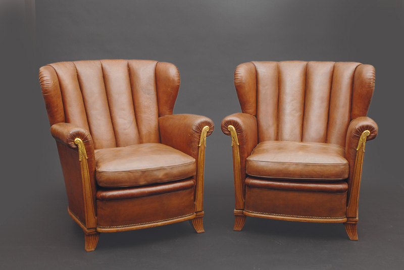 A pair of Art-déco club armchairs