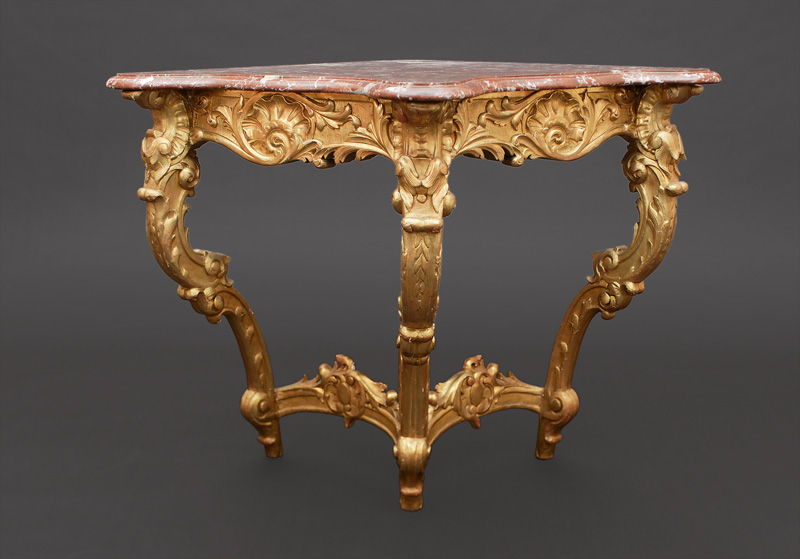 A rare Rococo corner console table