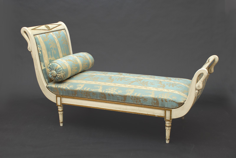 A chaiselongue with decoration of swan necks