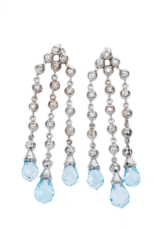 A pair of topaz diamond earpendants