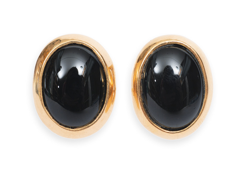 A pair of onyx earrings