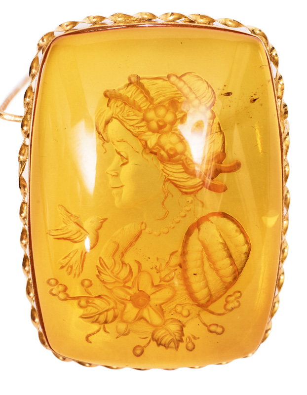 An amber brooch