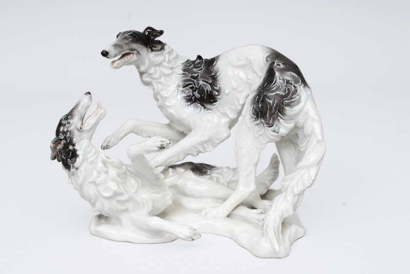 A figurine group "Greyhounds"