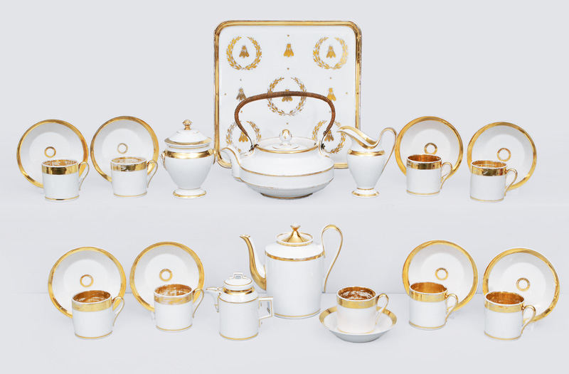 A rare Empire coffee and tea service with gilded decoration