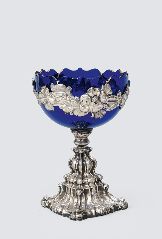 A Biedermeier bowl with silver mounting