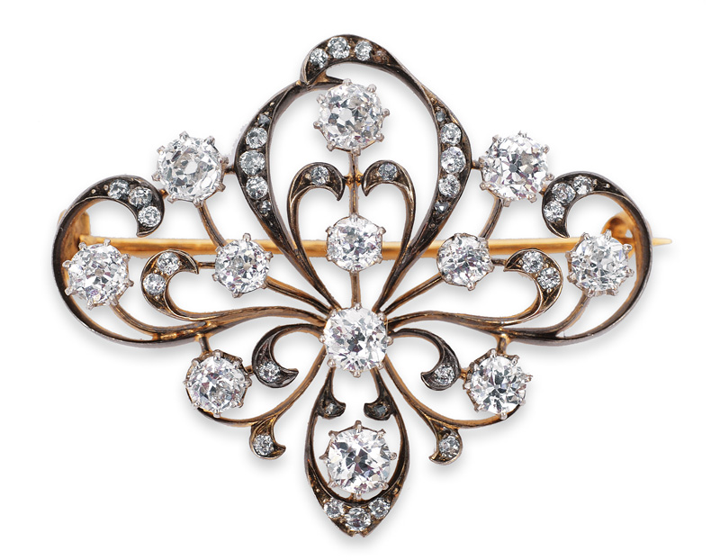 Jugendstil-Diamant-Brosche