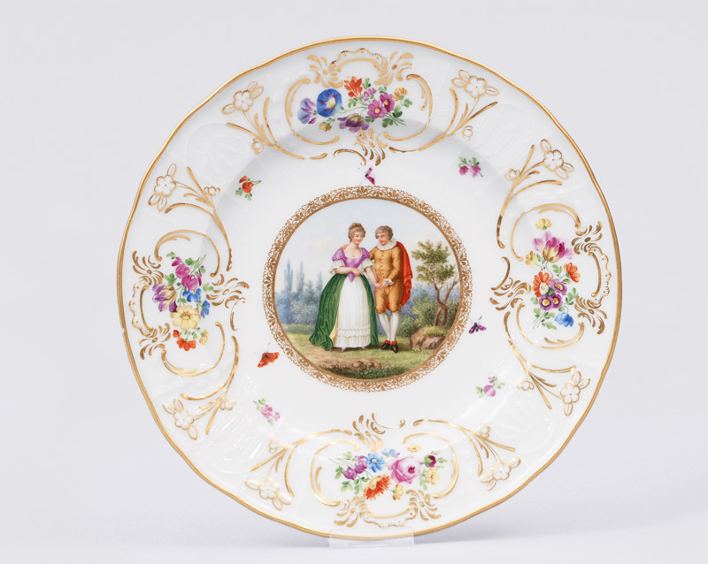A plate with Dulong relief and fine painted scene