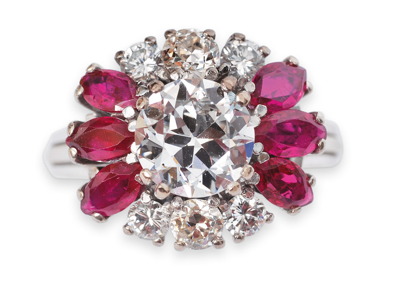 A diamond ruby ring