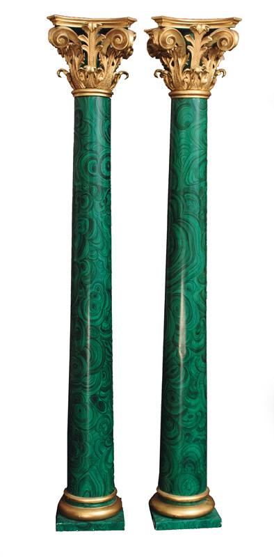 A pair of large columns in malachite colour version