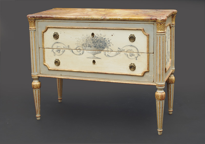 A pair of coloured Louis-Seize chest of drawers