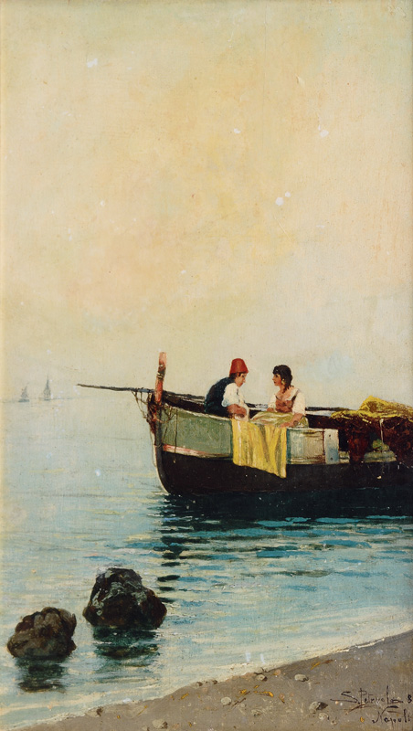 Neapolitanisches Liebespaar im Fischerboot