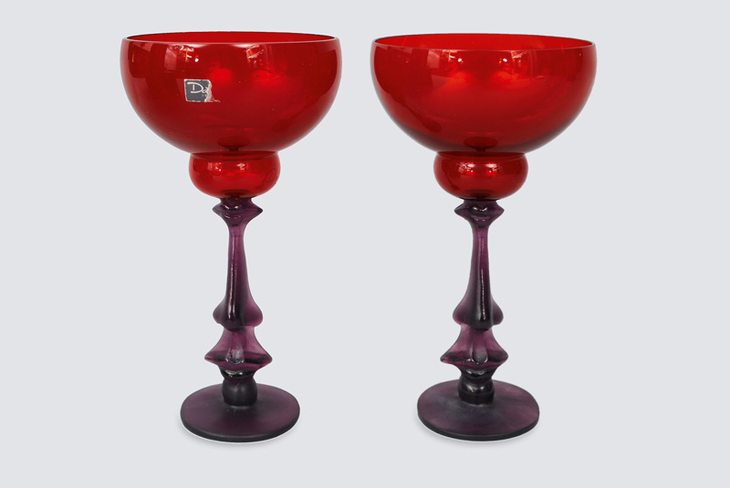 A pair of modern whine glasses by Daum
