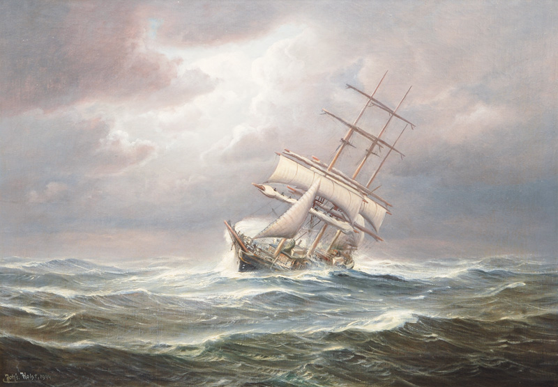 Three-Master in rough Sea