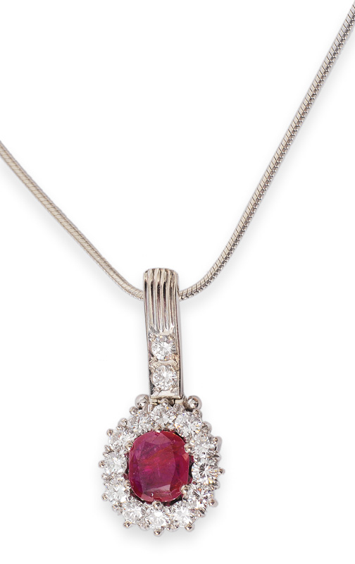 A ruby pendant with necklace